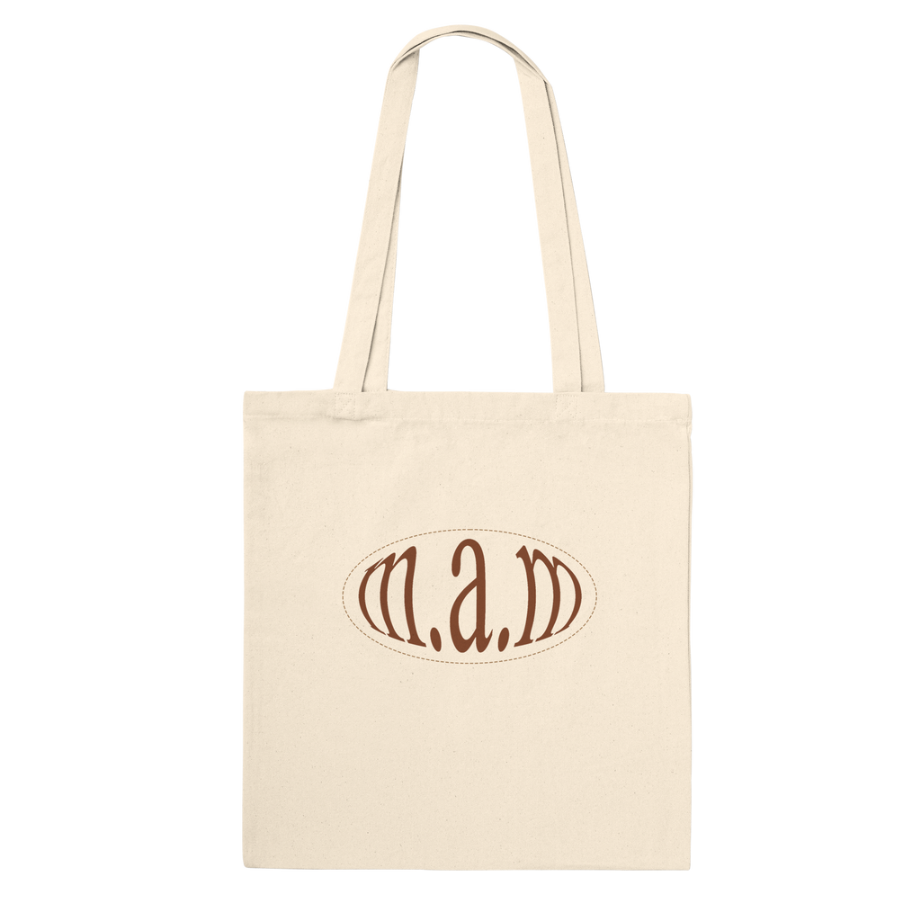 Tote bag that says most amazing mother with the acronym m.a.m with plants on it with brown colors, mother's day collection item to celebrate mom with gift for mom
