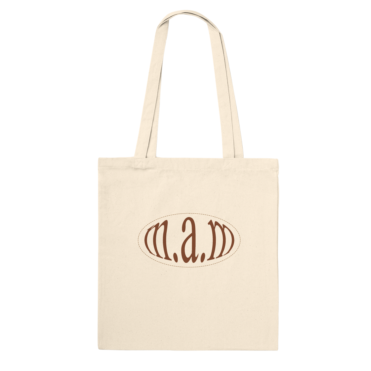 Tote bag that says most amazing mother with the acronym m.a.m with plants on it with brown colors, mother's day collection item to celebrate mom with gift for mom